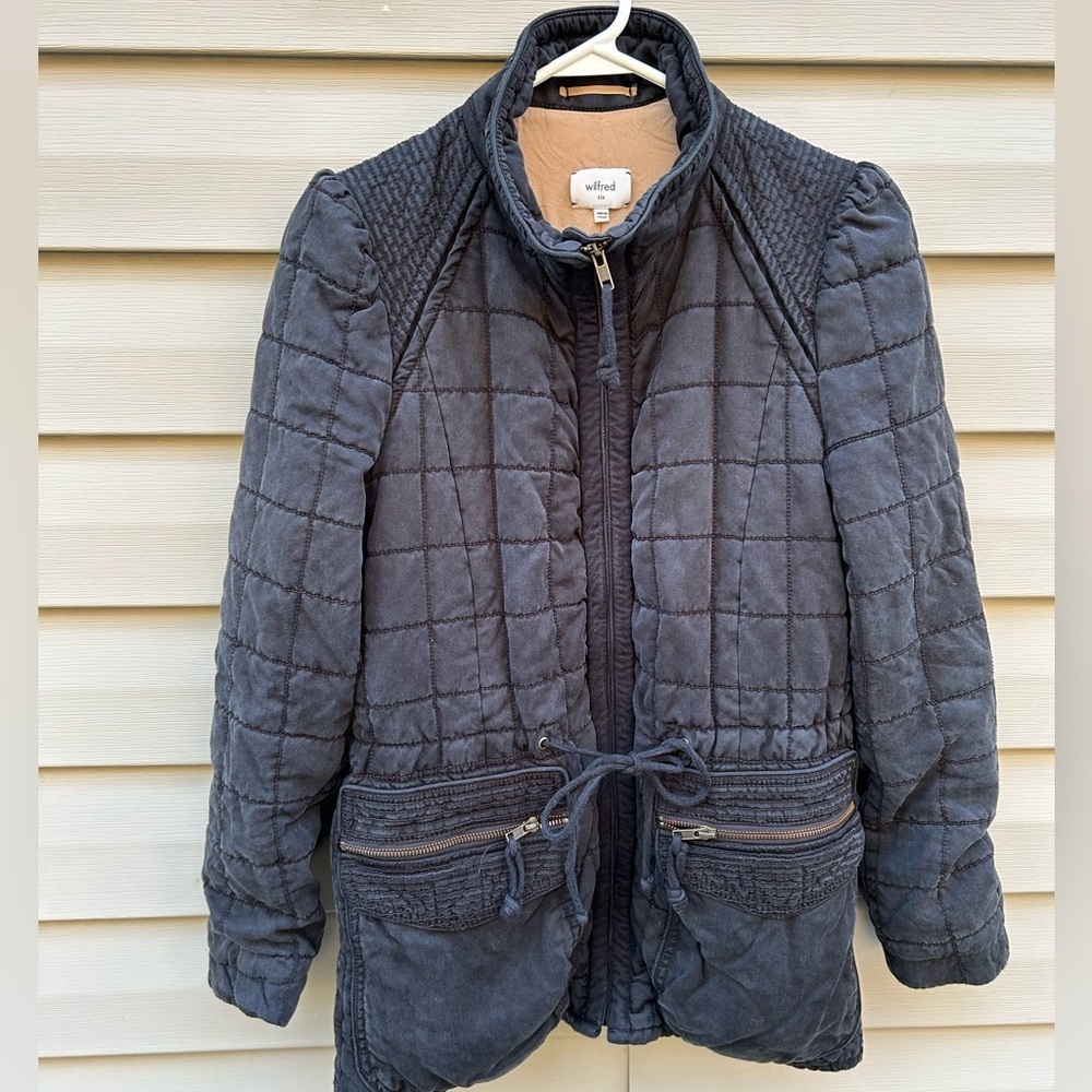 Wilfred Aritzia Marquis Quilted Jacket Cinched Waist Zip Up black Womens Size 6